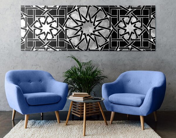 Tablou mozaic oriental alb-negru