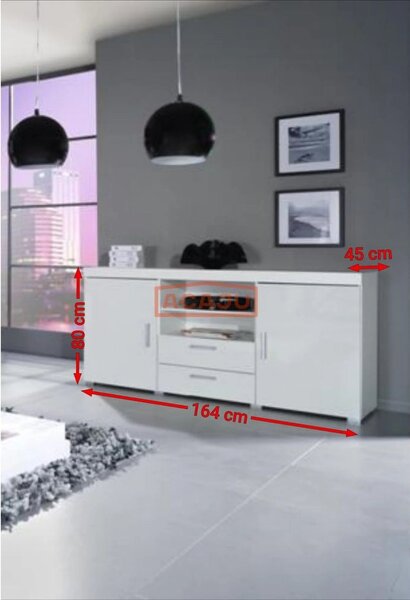 Comoda SAMBA REG-5, alb, PAL, 164x45x80 cm