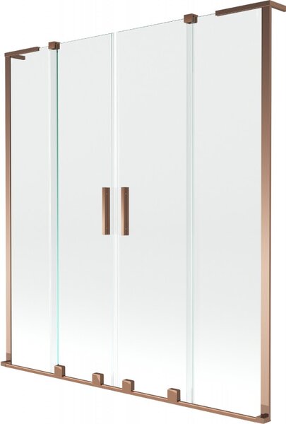 Mexen Velar L Duo, paravan de baie glisant cu 2 aripi 140 x 150 cm, sticlă transparentă de 8 mm, aur roz, 896-140-003-02-60