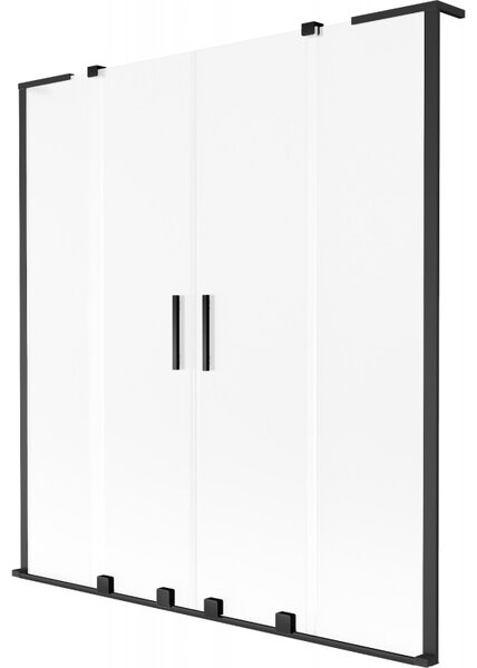 Mexen Velar L Duo, paravan de baie glisant cu 2 aripi 140 x 150 cm, sticlă mată de 8 mm, negru mat, 896-140-003-32-70