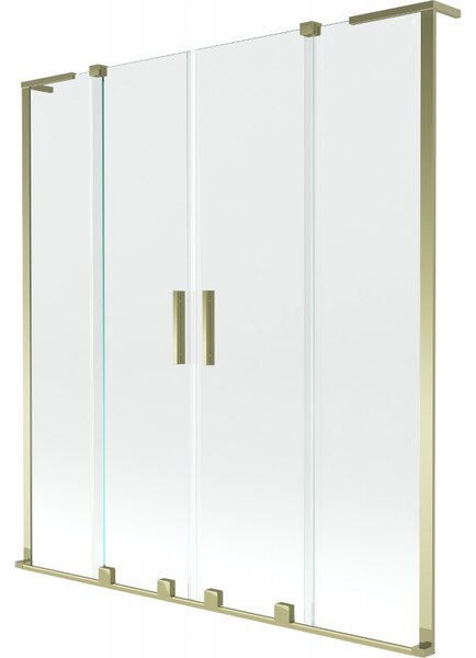 Mexen Velar L Duo, paravan de baie glisant cu 2 aripi 140 x 150 cm, sticlă transparentă de 8 mm, auriu strălucitor, 896-140-003-02-50