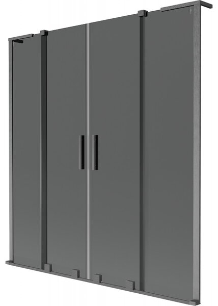 Mexen Velar L Duo, paravan de baie glisant cu 2 aripi 140 x 150 cm, sticlă gri 8 mm, grafit lustruit, 896-140-003-42-66