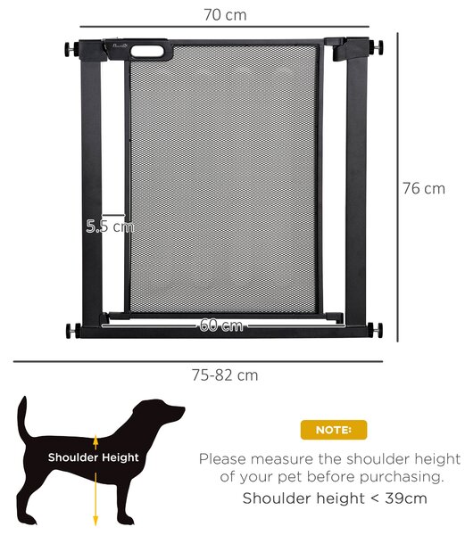 PawHut Poarta de Siguranta Reglabila 76–103 cm pentru Usi/Scari – Negru | Aosom Romania