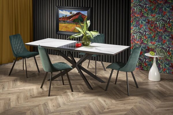 Masa living marmura DIESEL, alb/negru, 160/200x90x76 cm