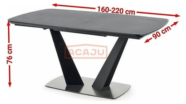 Masa extensibila Fangor, gri inchis/negru, 160-220/90/76 cm