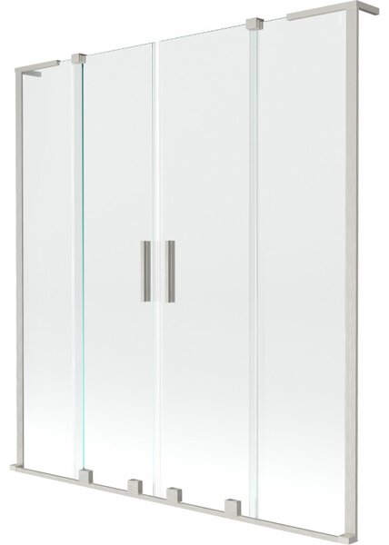 Mexen Velar L Duo, paravan de baie glisant cu 2 aripi 140 x 150 cm, sticlă transparentă de 8 mm, oțel periat, 896-140-003-02-97