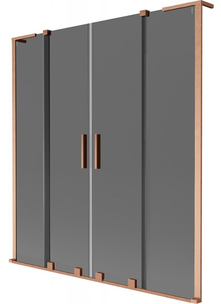 Mexen Velar L Duo, paravan de baie glisant cu 2 aripi 140 x 150 cm, sticlă gri 8 mm, cupru mat, 896-140-003-42-65