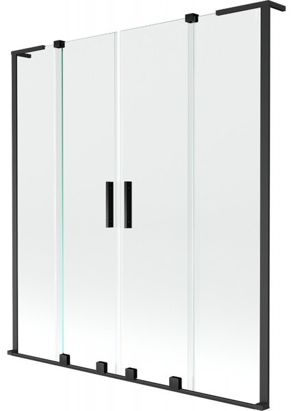 Mexen Velar L Duo, paravan de baie glisant cu 2 aripi 140 x 150 cm, sticlă transparentă de 8 mm, negru mat, 896-140-003-02-70