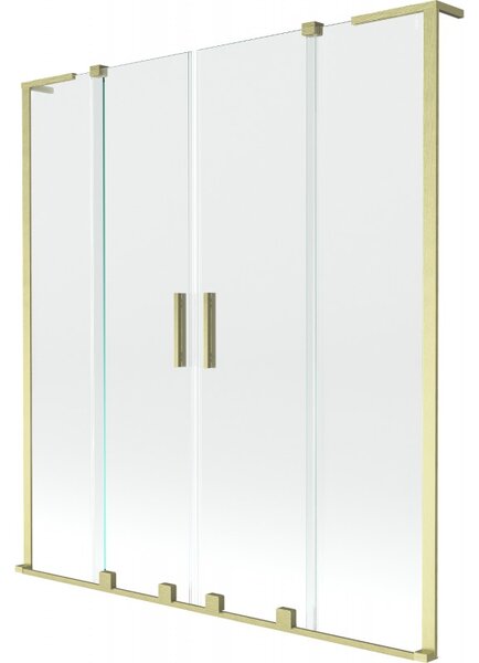Mexen Velar L Duo, paravan de baie glisant cu 2 aripi 140 x 150 cm, sticlă transparentă de 8 mm, auriu mat, 896-140-003-02-55