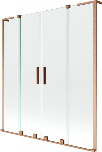 Mexen Velar L Duo, paravan de baie glisant cu 2 aripi 140 x 150 cm, sticlă transparentă de 8 mm, cupru mat, 896-140-003-02-65