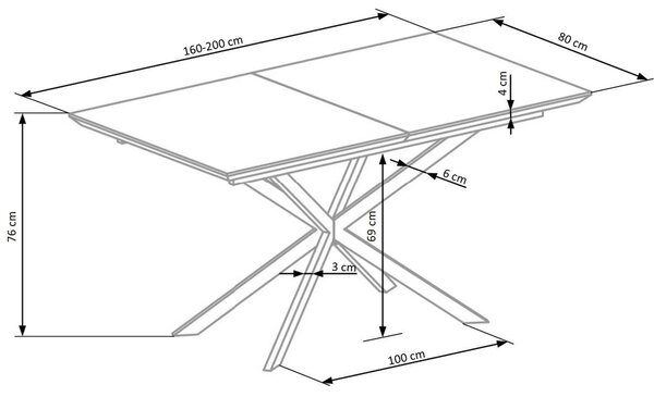 Masa living marmura DIESEL, alb/negru, 160/200x90x76 cm