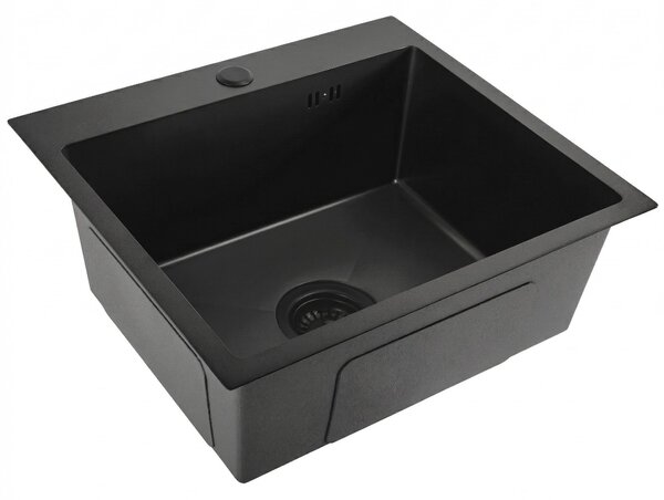 Rea Leo, chiuvetă din oțel cu 1 compartiment 500x450x185 mm, negru mat, ZLE-06005