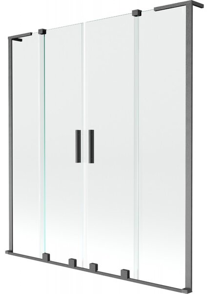 Mexen Velar L Duo, paravan de baie glisant cu 2 aripi 140 x 150 cm, sticlă transparentă de 8 mm, grafit lustruit, 896-140-003-02-66