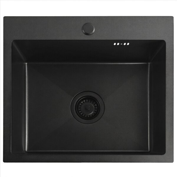 Rea Leo, chiuvetă din oțel cu 1 compartiment 500x450x185 mm, negru mat, ZLE-06005