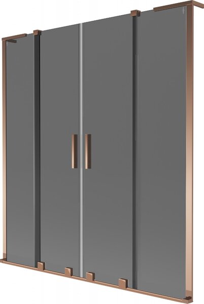 Mexen Velar L Duo, paravan de baie glisant cu 2 aripi 140 x 150 cm, sticlă gri 8 mm, aur roz, 896-140-003-42-60
