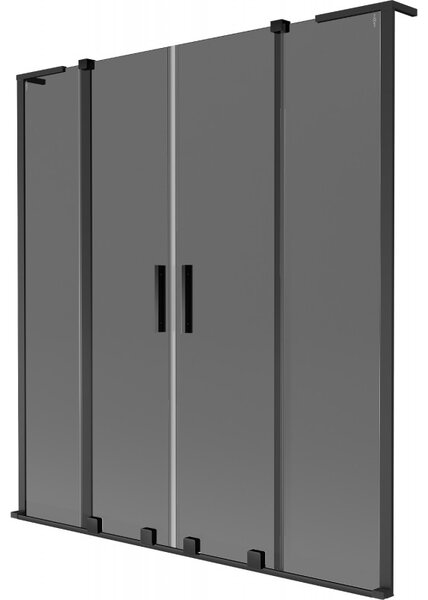Mexen Velar L Duo, paravan de baie glisant cu 2 aripi 140 x 150 cm, sticlă gri 8 mm, negru mat, 896-140-003-42-70