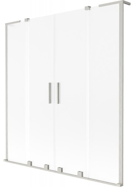Mexen Velar L Duo, paravan de baie glisant cu 2 aripi 140 x 150 cm, sticlă mată de 8 mm, oțel periat, 896-140-003-32-97