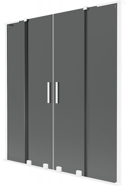 Mexen Velar L Duo, paravan de baie glisant cu 2 aripi 140 x 150 cm, sticlă gri 8 mm, alb mat, 896-140-003-42-20