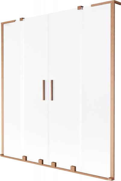 Mexen Velar L Duo, paravan de baie glisant cu 2 aripi 140 x 150 cm, sticlă mată de 8 mm, cupru mat, 896-140-003-32-65