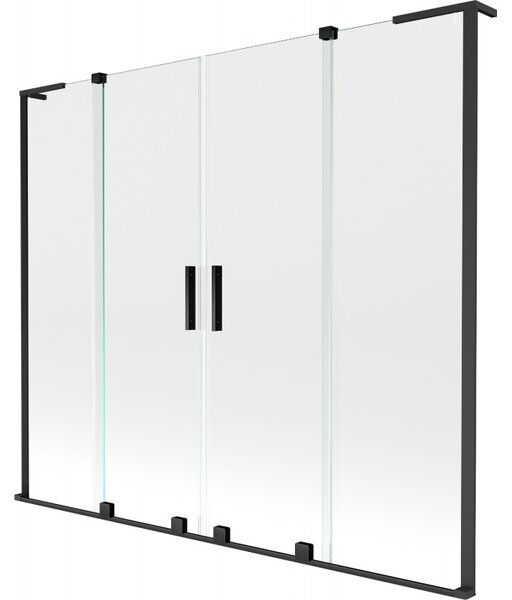 Mexen Velar L Duo, paravan de baie glisant cu 2 aripi 170 x 150 cm, sticlă transparentă de 8 mm, negru mat, 896-170-003-02-70