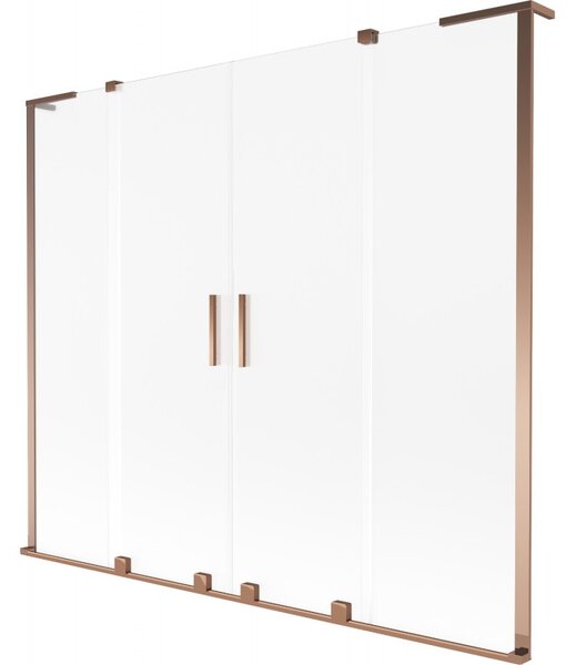 Mexen Velar L Duo, paravan de baie glisant cu 2 aripi 200 x 150 cm, sticlă mată 8 mm, aur roz, 896-200-003-32-60