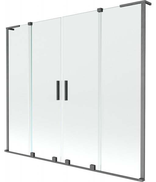 Mexen Velar L Duo, paravan de baie glisant cu 2 aripi 170 x 150 cm, sticlă transparentă de 8 mm, grafit lustruit, 896-170-003-02-66