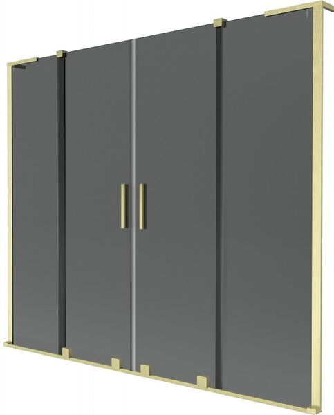 Mexen Velar L Duo, paravan de baie glisant cu 2 aripi 170 x 150 cm, sticlă gri 8 mm, auriu mat, 896-170-003-42-55