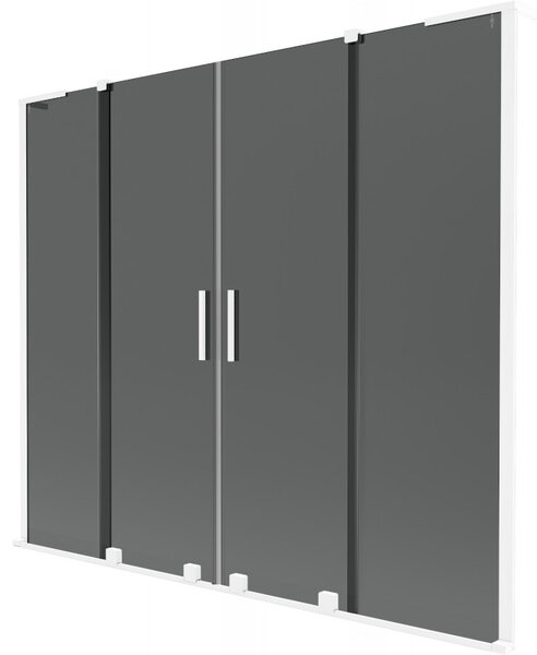 Mexen Velar L Duo, paravan de baie glisant cu 2 aripi 170 x 150 cm, sticlă gri 8 mm, alb mat, 896-170-003-42-20