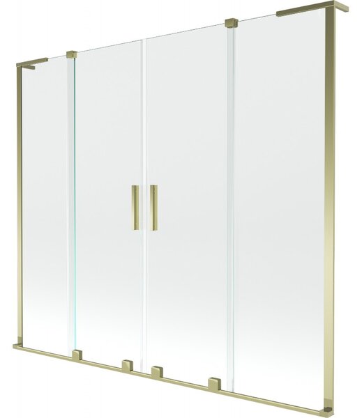 Mexen Velar L Duo, paravan de baie glisant cu 2 aripi 170 x 150 cm, sticlă transparentă de 8 mm, auriu strălucitor, 896-170-003-02-50