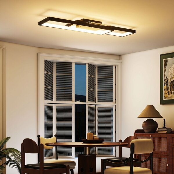 HOMCOM Plafonieră LED Reglabilă cu Telecomandă și Întrerupător, Temperatura Culoare 3000-6000K, Lampă de Design pentru Living și Sufragerie, 70x30 cm, Negru | Aosom Romania