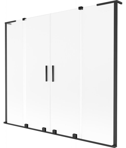 Mexen Velar L Duo, paravan de baie glisant cu 2 aripi 170 x 150 cm, sticlă mată de 8 mm, negru mat, 896-170-003-32-70