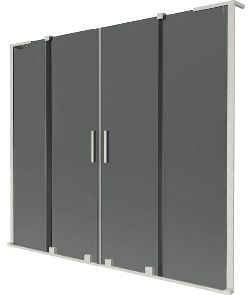 Mexen Velar L Duo, paravan de baie glisant cu 2 aripi 170 x 150 cm, sticlă gri 8 mm, oțel periat, 896-170-003-42-97