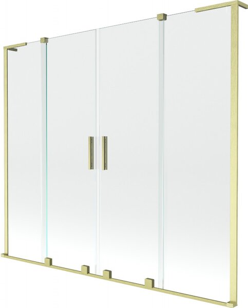 Mexen Velar L Duo, paravan de baie glisant cu 2 aripi 170 x 150 cm, sticlă transparentă de 8 mm, auriu mat, 896-170-003-02-55