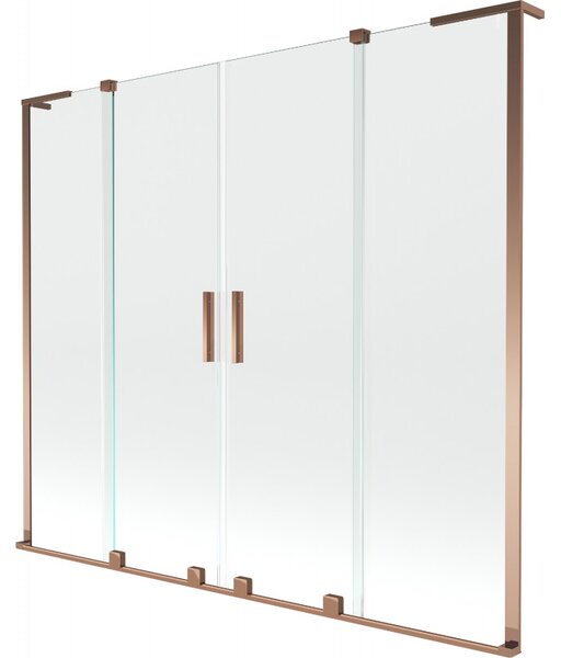 Mexen Velar L Duo, paravan de baie glisant cu 2 aripi 170 x 150 cm, sticlă transparentă de 8 mm, aur roz, 896-170-003-02-60