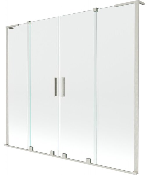 Mexen Velar L Duo, paravan de baie glisant cu 2 aripi 170 x 150 cm, sticlă transparentă de 8 mm, oțel periat, 896-170-003-02-97