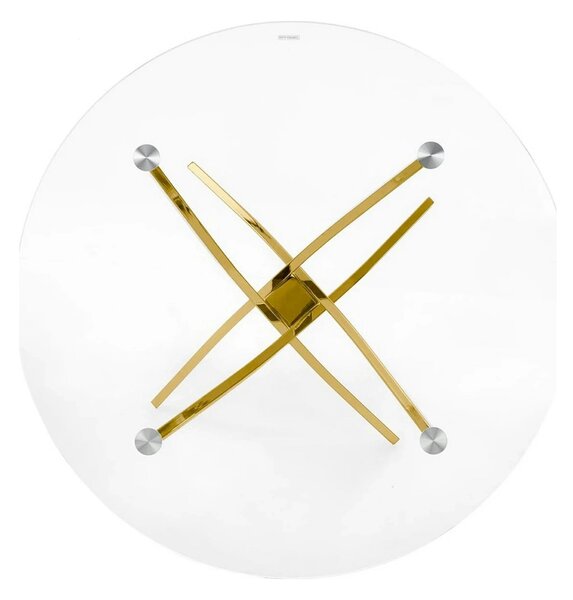 Masa rotunda de sticla RAYMOND, auriu, 100x73 cm