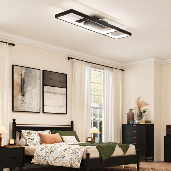 HOMCOM Plafonieră LED Reglabilă cu Telecomandă și Întrerupător, Temperatura Culoare 3000-6000K, Lampă de Design pentru Living și Sufragerie, 70x30 cm, Negru | Aosom Romania