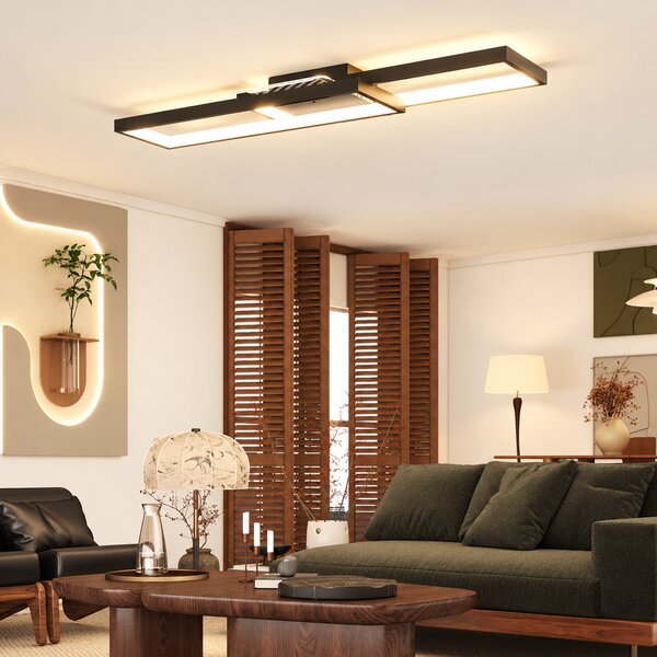 HOMCOM Plafonieră LED Reglabilă cu Telecomandă și Întrerupător, Temperatura Culoare 3000-6000K, Lampă de Design pentru Living și Sufragerie, 70x30 cm, Negru | Aosom Romania