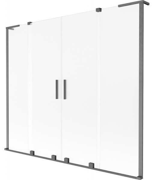 Mexen Velar L Duo, paravan de baie glisant cu 2 aripi 170 x 150 cm, sticlă mată de 8 mm, grafit lustruit, 896-170-003-32-66