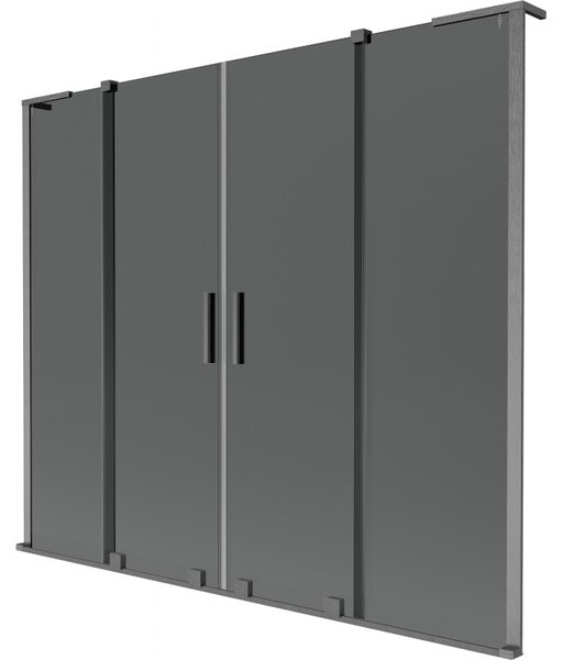 Mexen Velar L Duo, paravan de baie glisant cu 2 aripi 170 x 150 cm, sticlă gri 8 mm, grafit lustruit, 896-170-003-42-66