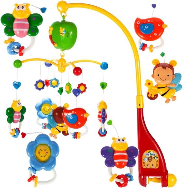 Carusel albine pentru carucior/patut, emite sunete, multicolor, plastic, multicolor
