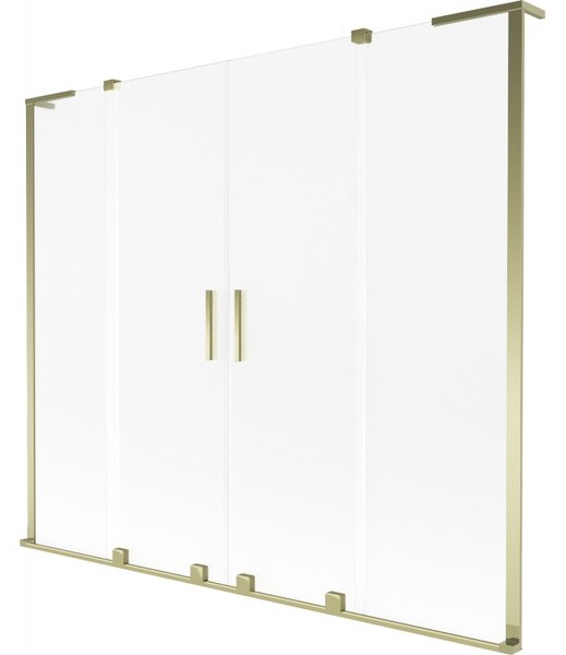 Mexen Velar L Duo, paravan de baie glisant cu 2 aripi 170 x 150 cm, sticlă mată 8 mm, auriu strălucitor, 896-170-003-32-50