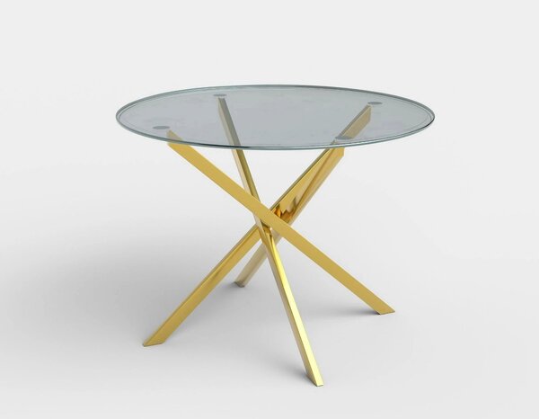 Masa rotunda de sticla RAYMOND, auriu, 100x73 cm