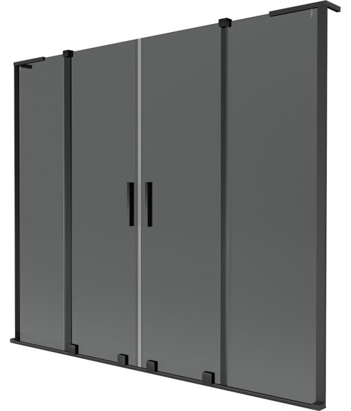 Mexen Velar L Duo, paravan de baie glisant cu 2 aripi 170 x 150 cm, sticlă gri 8 mm, negru mat, 896-170-003-42-70