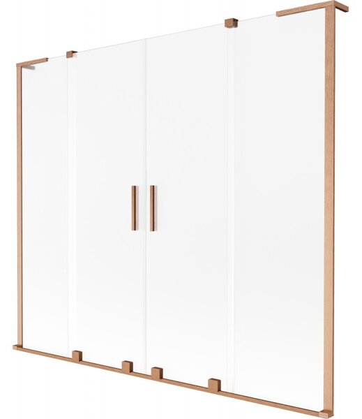 Mexen Velar L Duo, paravan de baie glisant cu 2 aripi 170 x 150 cm, sticlă mată 8 mm, cupru mat, 896-170-003-32-65