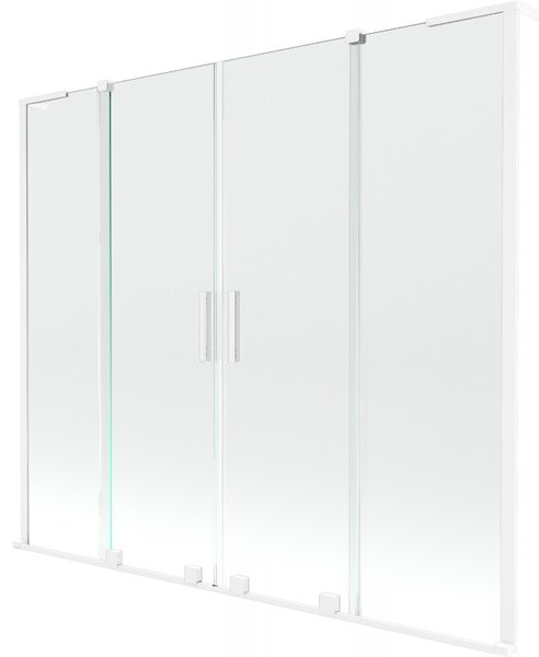 Mexen Velar L Duo, paravan de baie glisant cu 2 aripi 170 x 150 cm, sticlă transparentă de 8 mm, alb mat, 896-170-003-02-20