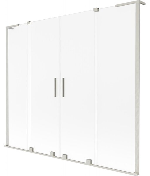 Mexen Velar L Duo, paravan de baie glisant cu 2 aripi 170 x 150 cm, sticlă mată 8 mm, oțel periat, 896-170-003-32-97