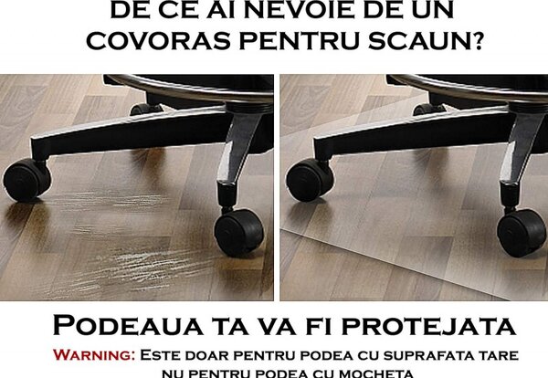 Covoras protectie pardoseala, pentru scaun de birou, 70x100 cm, 0.5 mm, PVC transparent, aspect mat