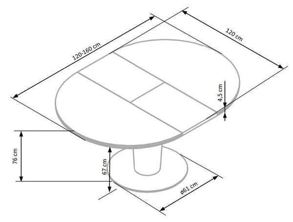 Masa extensibila RICARDO, gri, 120/160x120/76 cm