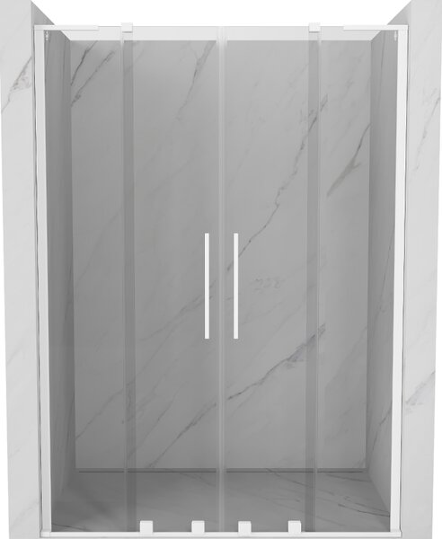 Mexen Velar L Duo, usa de dus culisanta pentru deschidere 140 cm, sticla transparenta 8 mm, alb mat, 871-140-003-02-20